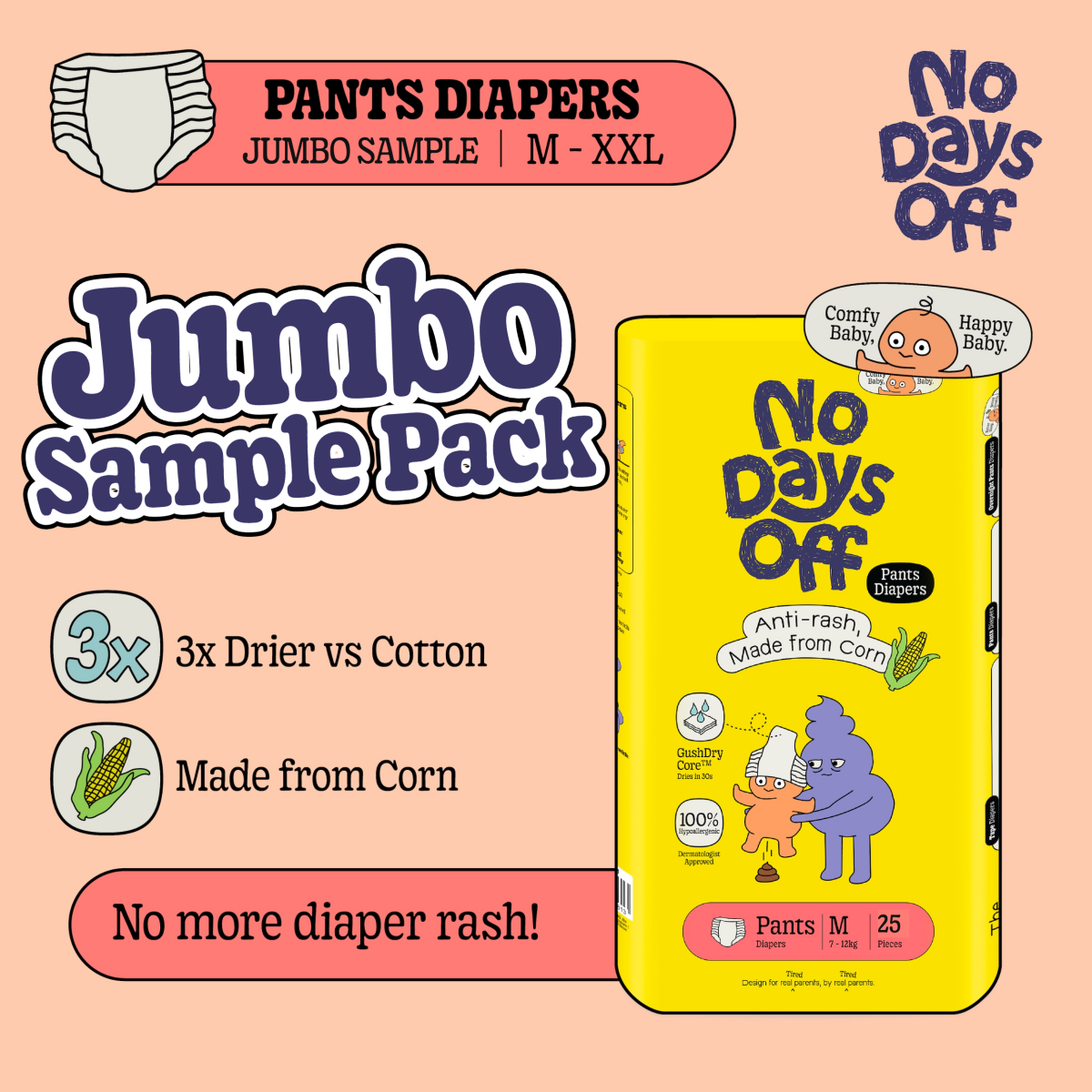 Jumbo Sample Pack Anti-Rash Diaper Pants for Day 🌽☀️