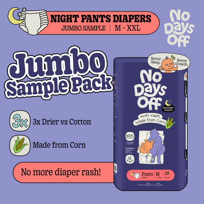 Jumbo Sample Pack Anti-Rash Overnight 🌙 Pants Diapers 🌽