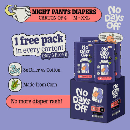 [Carton of 4] Anti-Rash Overnight 🌙 Pants Diapers 🌽
